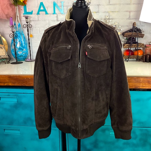 Levi's Other - Levi's Faux Sherpa Lined Full Zip Outerwear Bomber Jacket M Buck Brown